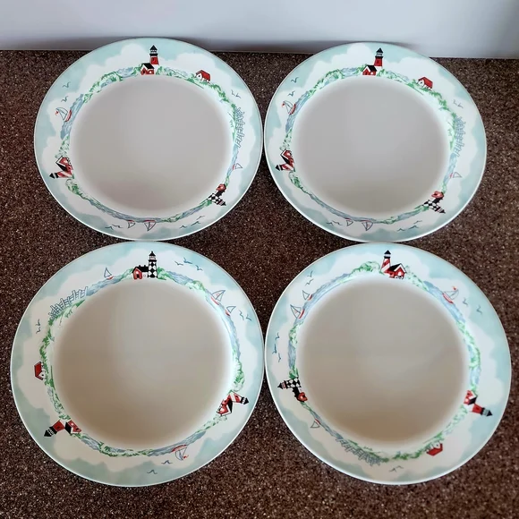 Set of 4, Corelle Outer Banks Lighthouse, Dinner Plates. Made In USA. - Picture 8 of 10
